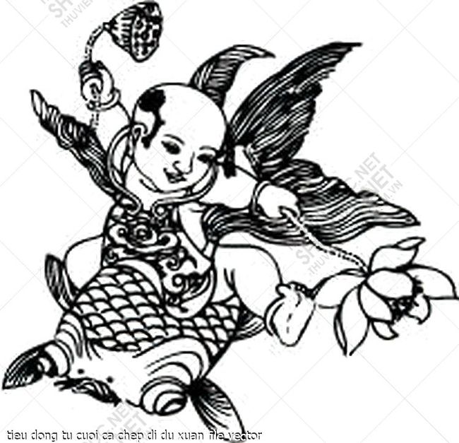 tieu dong tu cuoi ca chep di du xuan file vector